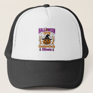 Vintage-Halloween-Kürbis Haddonfield Illinois-Shi Truckerkappe