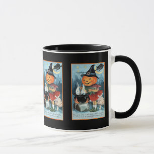 Vintage Halloween-Kürbis-Hexen-Mädchen Tasse