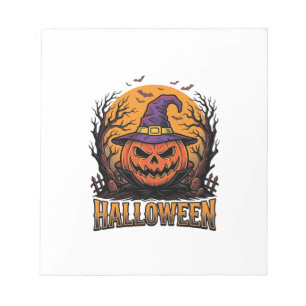 Vintage-Halloween-Kürbis-Hexenhut-Grafik_1 Notizblock