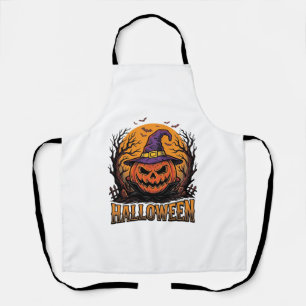 Vintage-Halloween-Kürbis-Hexenhut-Grafik_1 Schürze