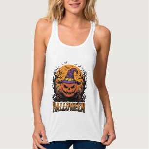 Vintage-Halloween-Kürbis-Hexenhut-Grafik_1 Tank Top