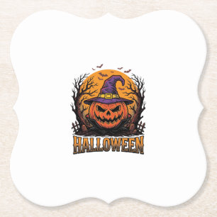 Vintage-Halloween-Kürbis-Hexenhut-Grafik_1 Untersetzer
