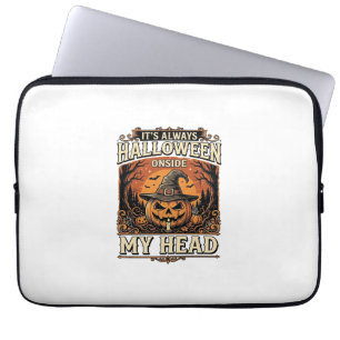 Vintage-Halloween-Kürbis-Hexenhut-Shirt-Design_1 Laptopschutzhülle