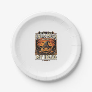 Vintage-Halloween-Kürbis-Hexenhut-Shirt-Design_1 Pappteller