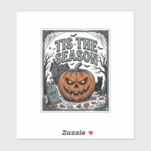 Vintage Halloween-Kürbis-Katze Tis The Season-Shir Aufkleber