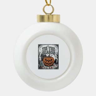 Vintage-Halloween-Kürbis-Katze-Tis-The-Season-Shir Keramik Kugel-Ornament