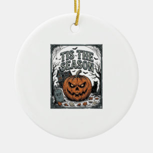 Vintage-Halloween-Kürbis-Katze-Tis-The-Season-Shir Keramik Ornament