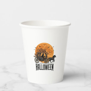 Vintage-Halloween-Kürbis-Kutsche-Hexen-Design_1 Pappbecher