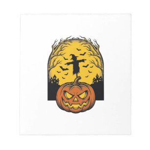 Vintage-Halloween-Kürbis-Mond-Vogelscheuche-Kunst_ Notizblock