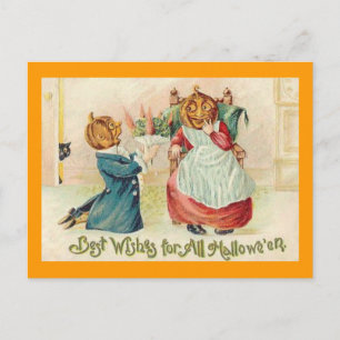 Vintage Halloween Kürbis-Pärchen Postkarte