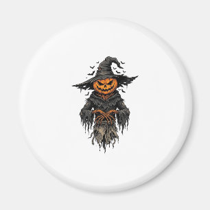 Vintage-Halloween-Kürbis-Vogelscheuche-Hexe-Shirt Magnet