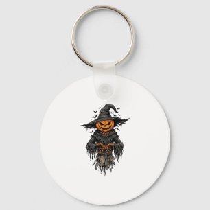 Vintage-Halloween-Kürbis-Vogelscheuche-Hexe-Shirt Schlüsselanhänger