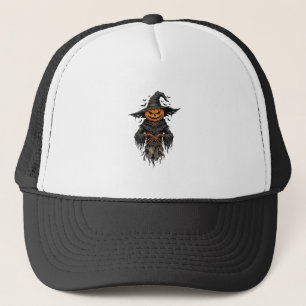 Vintage-Halloween-Kürbis-Vogelscheuche-Hexe-Shirt  Truckerkappe