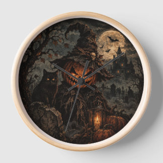 Vintage-Halloween-Kürbis-Wanduhr Uhr