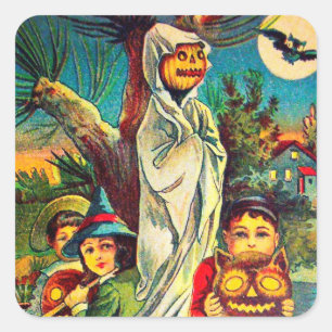 Vintage Halloween-Kürbis Weihnachtsaufkleber Quadratischer Aufkleber