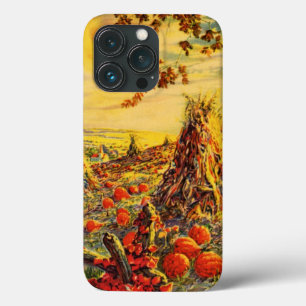 Vintage-Halloween-Kürbisfeld mit Heuschobern Case-Mate iPhone Hülle