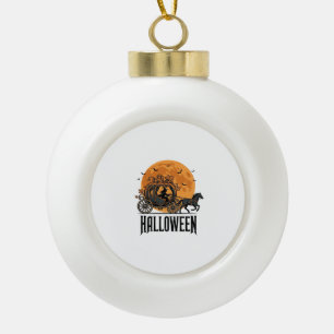Vintage Halloween-Kürbiskutsche Hexen Design_1 Keramik Kugel-Ornament