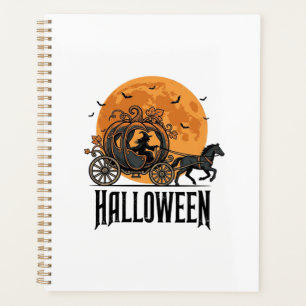 Vintage Halloween-Kürbiskutsche Hexen-Design_1 Planer