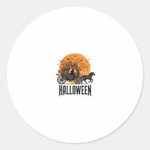 Vintage-Halloween-Kürbiskutsche-Hexen-Design_1 Runder Aufkleber