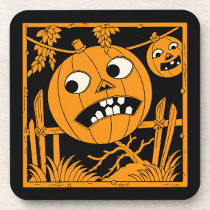 Vintage-Halloween-Kürbislaterne-Fliese Getränkeuntersetzer