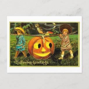 Vintage Halloween-Kürbislaterne-Postkarte Postkarte