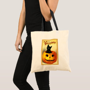 Vintage-Halloween-Kürbislaterne Tragetasche