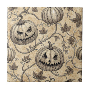 Vintage-Halloween-Kürbismuster Fliese