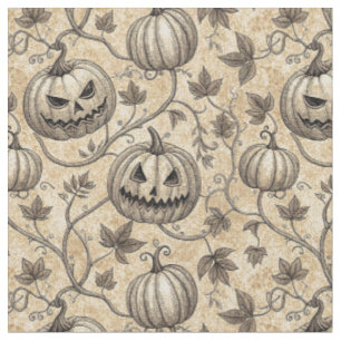 Vintage-Halloween-Kürbismuster mit Ranken Stoff