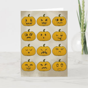 Vintage-Halloween-Kürbisse-Faltkarte Karte