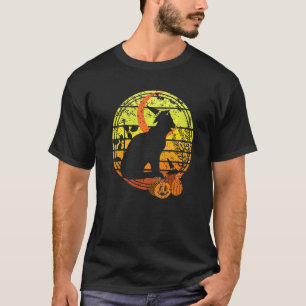 Vintage-Halloween-Kürbisse gruselige Katze Hexenhu T-Shirt