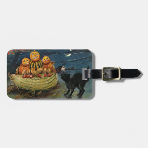 Vintage-Halloween-Kürbisse schwarze Katze Gepäckanhänger