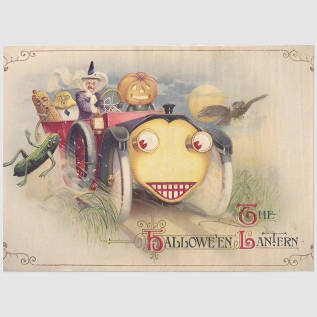 Vintage Halloween Lantern Grüße Decoupage Seidenpapier (Vorderseite)