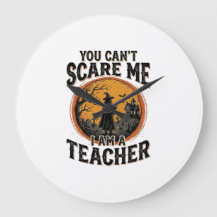 Vintage-Halloween-Lehrer-Gruseliges-Schul-Shirt-De Große Wanduhr