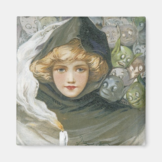 Vintage-Halloween-Mädchen Magnet (Vorne)