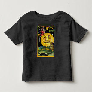 Vintage-Halloween-Mann-im-Mond-beobachtet-Hexe Kleinkind T-shirt