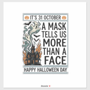 Vintage-Halloween-Masken-Zitat-Vektordesign_1 Aufkleber