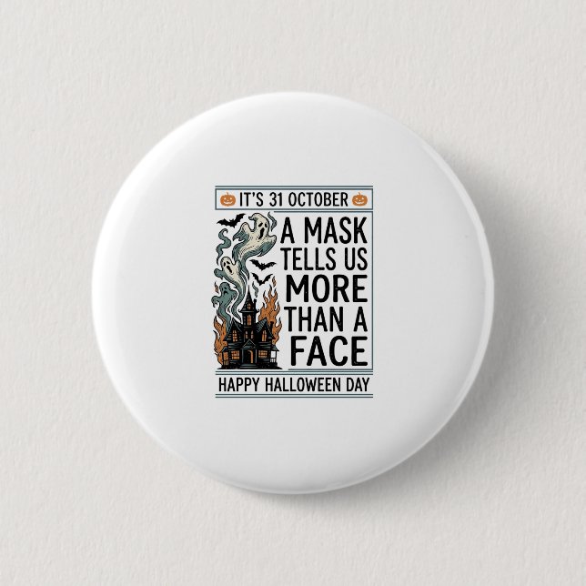 Vintage-Halloween-Masken-Zitat-Vektordesign_1 Button (Vorderseite)