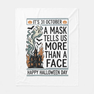 Vintage-Halloween-Masken-Zitat-Vektordesign_1 Fleecedecke