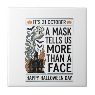 Vintage-Halloween-Masken-Zitat-Vektordesign_1 Fliese