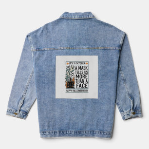 Vintage-Halloween-Masken-Zitat-Vektordesign_1 Jeansjacke