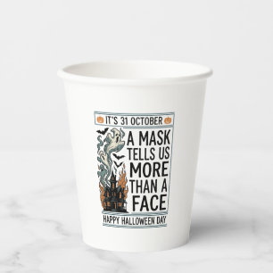 Vintage Halloween-Masken-Zitat-Vektordesign_1 Pappbecher