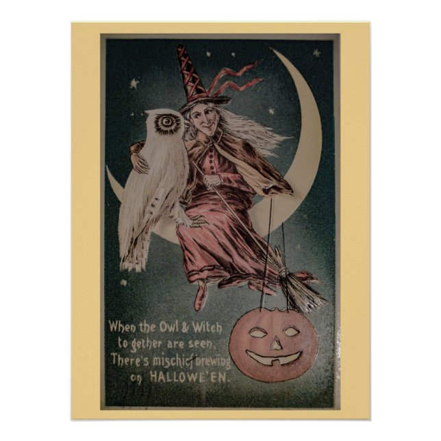 Vintage Halloween Mischief Brewing Poster (Vorderseite)
