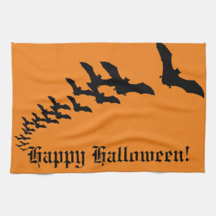 Vintage-Halloween mit einem Schwarm fliegender Fle Geschirrtuch