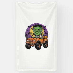 Vintage Halloween Monster Truck Kürbis-Shirt_1 Banner