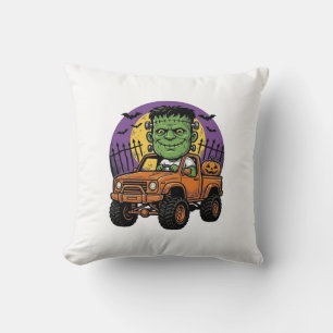 Vintage Halloween Monster Truck Kürbis-Shirt_1 Kissen
