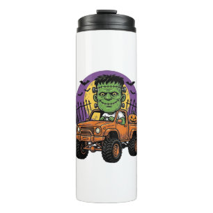 Vintage Halloween Monster Truck Kürbis-Shirt_1 Thermosbecher