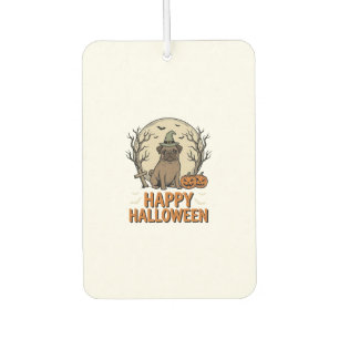 Vintage-Halloween-Mops-Hund-Hexenhut-Shirt-Design_ Autolufterfrischer