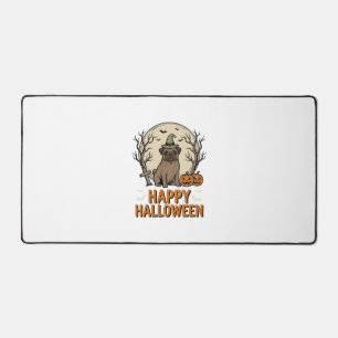 Vintage-Halloween-Mops-Hund-Hexenhut-Shirt-Design_ Schreibtischunterlage
