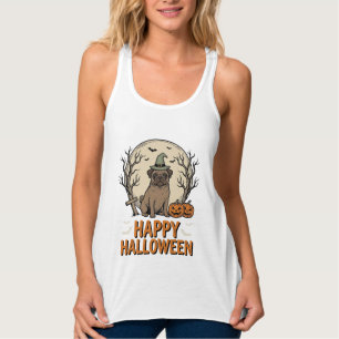 Vintage-Halloween-Mops-Hund-Hexenhut-Shirt-Design_ Tank Top