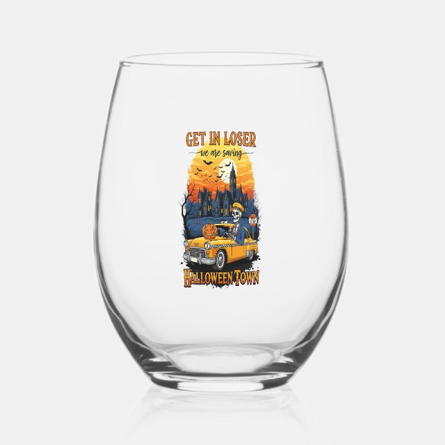 Vintage Halloween Movie Weinglas Ohne Stiel (Vorderseite)